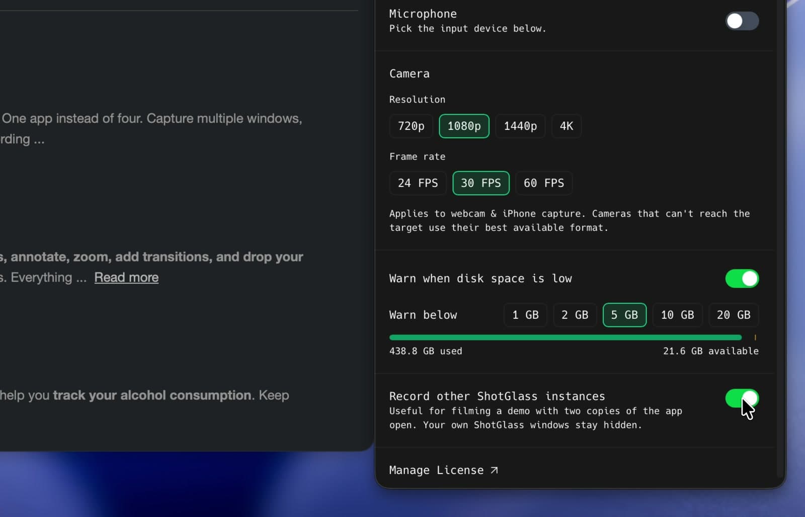 Record other ShotGlass instances enabled in Settings