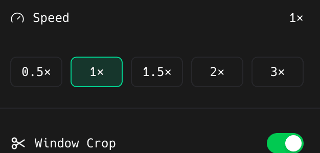 Layer speed and crop settings