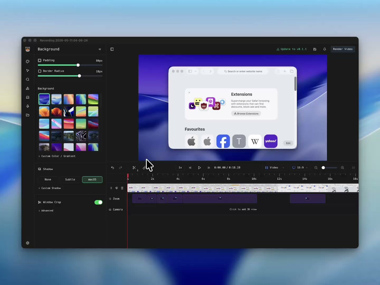A video open in the ShotGlass editor