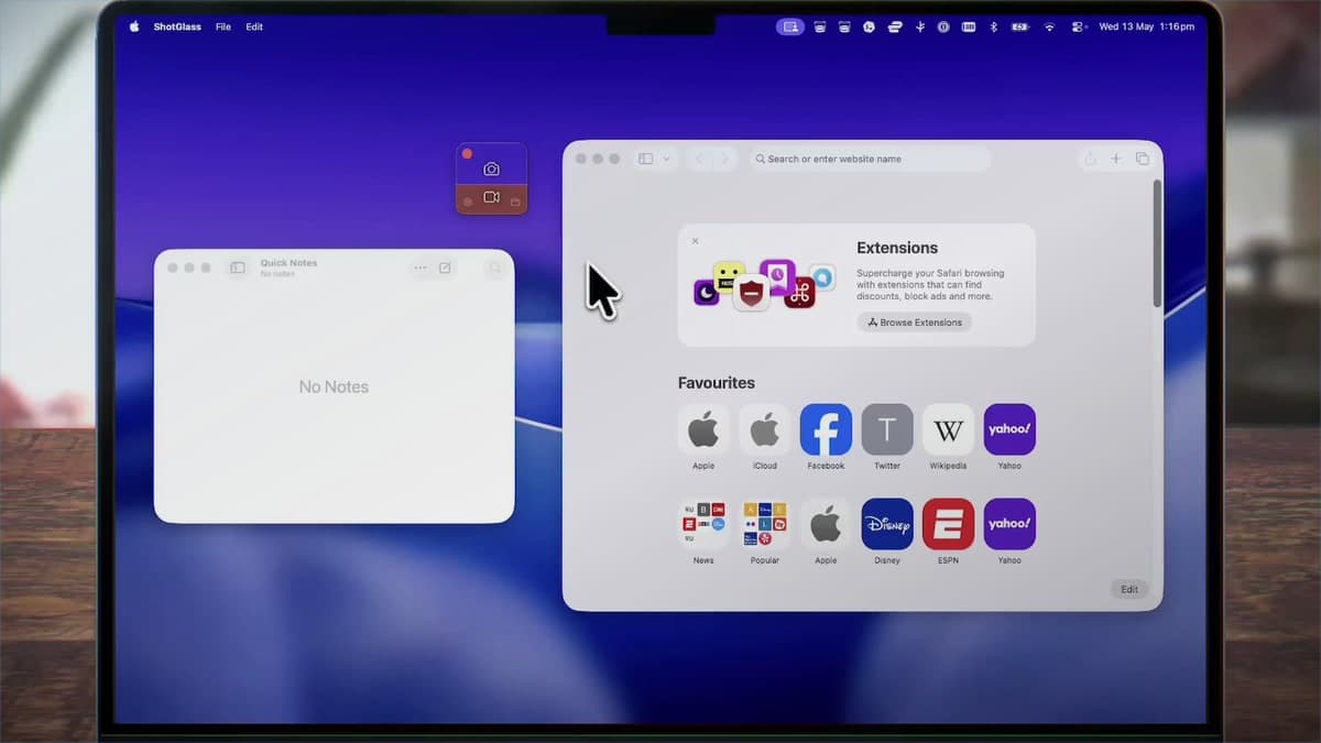 QuickTime vs ShotGlass for Mac Screen Recording illustrated with the relevant ShotGlass workflow