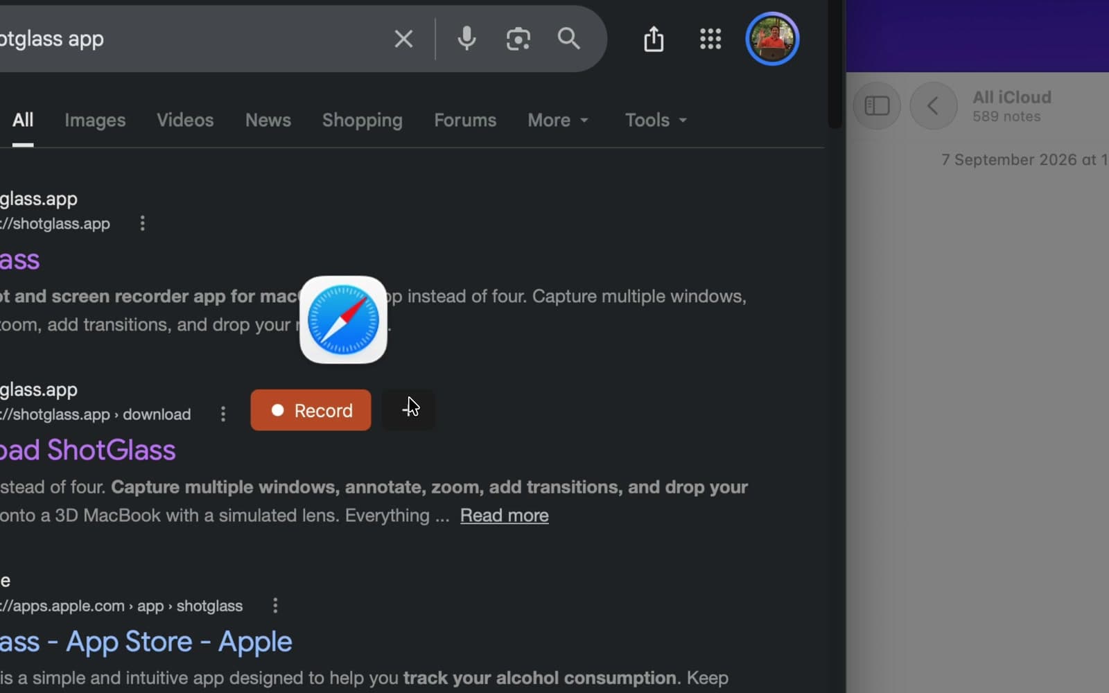 Safari selected with the plus button to add it as the first source