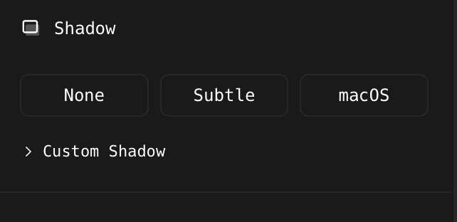 The None, Subtle, and macOS shadow buttons in the ShotGlass Background panel