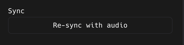 The Re-sync with audio button in the ShotGlass Camera panel