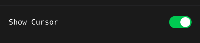 The Show Cursor toggle at the top of the ShotGlass Cursor panel