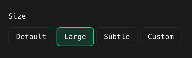 The Default, Large, Subtle, and Custom size buttons in the ShotGlass Cursor panel