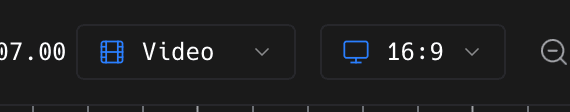 The 16:9 aspect ratio button beside the Video menu in the ShotGlass transport bar