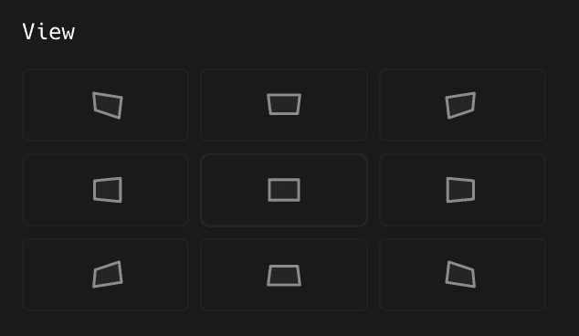 The nine camera angle squares in the View grid of the ShotGlass 3D Scene panel